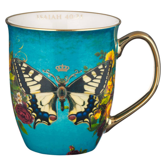 Mug Teal/White Butterfly Hope Isa. 40:31